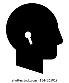 Head With Wireless Earphones Icon. Vector Icon Of Male Profile With Wireless Headphones