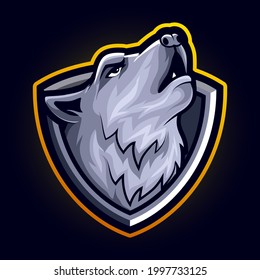 head wolf angry animal mascot for sports and esports logo vector illustration