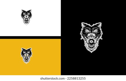 head wolf angry and flames vector outline design
