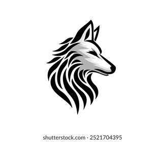 Ilustración de Plantilla de diseño de logotipo de vista lateral de arte de lobo