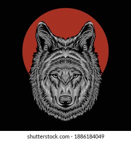 ilustración vectorial detallada del lobo de cabeza