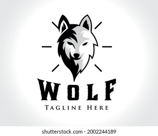 head wolf drawing art logo design template illustration