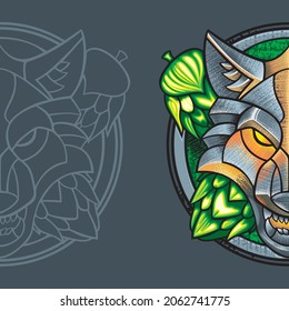 lobo de cabeza para emblema con archivo EPS