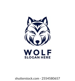 Head wolf face logo design icon. Wolf logo design vector template