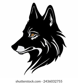 head Wolf face silhouette logo, icon design template. Predator sign. Wild canine animal symbol. wolf flat template. flat Vector illustration.