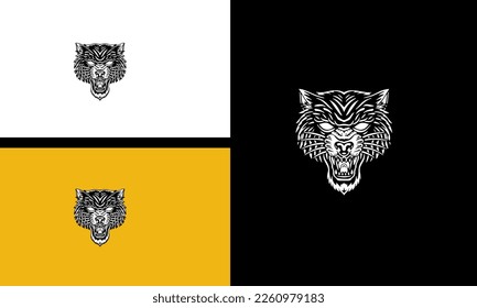 head wolf with fangs vector illustration outline design