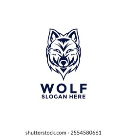 Head wolf fierce face logo design inspiration. Wolf logo design vector template