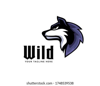 Head wolf fierce face modern art logo design inspiration