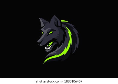 Head of Wolf with Furs Highlighted in Neon Color