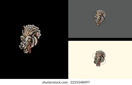 head wolf and head goat vector mascot design