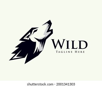 head wolf howling side view drawing art logo design illustration inspiration