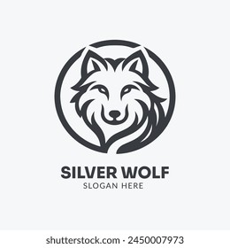 head wolf logo design Illustration