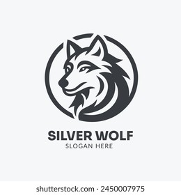 head wolf logo design Illustration