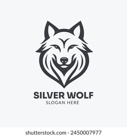 head wolf logo design Illustration