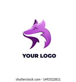 head wolf logo design vector,colorfull logo