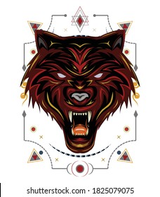 head wolf logo design. wolve illustration template.