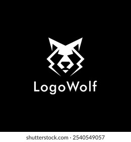 Head wolf logo modern flat geometry