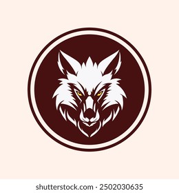 Mascota del lobo de la cabeza en el círculo oscuro