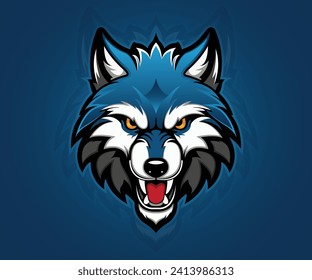 Head wolf mascot sport, gaming logo design