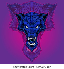 the head wolf  maskot vektor design  