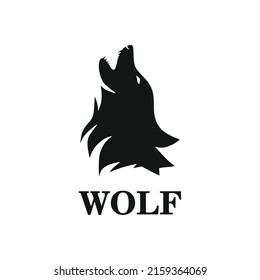 Head wolf minimal logo design. Wolf symbol inspiration, vector silhouette, night, tattoo, tribal.