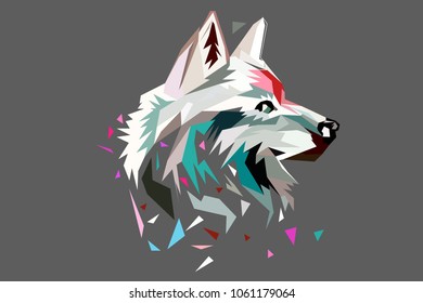 The head of a wolf. polygon style. low poly