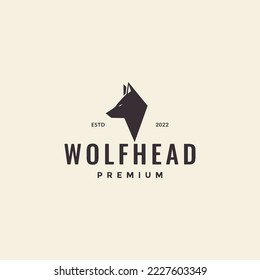 head wolf polygonal hipster vintage logo design