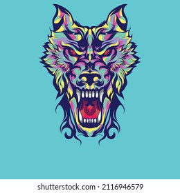 cabeza de un vector de arte pop lobo