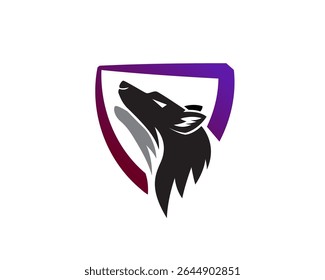 cabeça lobo rugido escudo cuidado ícone logotipo símbolo modelo ilustração inspiração