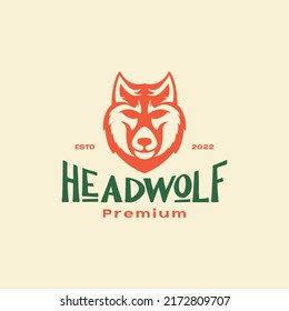 head wolf or siberian husky colored vintage logo design vector graphic symbol icon illustration creative idea
