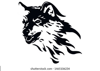 Head of a wolf. Styling the head for your design. Vector illustration, isolated objects.