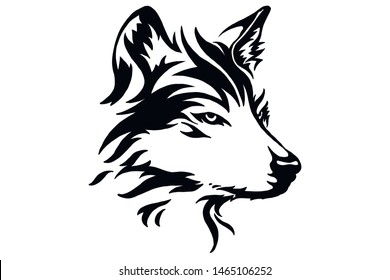 Head of a wolf. Styling the head for your design. Vector illustration, isolated objects.