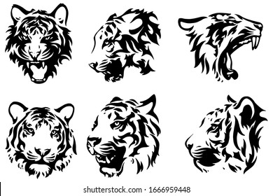 Head of a wolf. Styling the head for your design. Vector illustration, isolated objects.	
