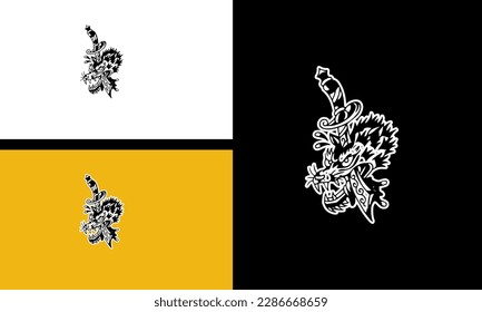 head wolf and sword vector line art design
