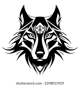 Diseño de arte tribal Head Wolf