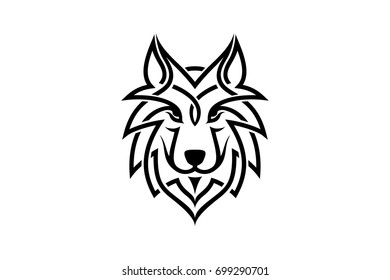 Head of Wolf Tribal Tattoo