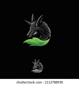 Head wolf vector design with unicorn horn for e sport team logo. Vector illustration EPS.8 EPS.10