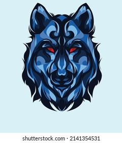 head wolf vector and tattoo illustration