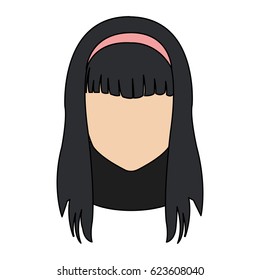 head of woman cartoon icon image 
