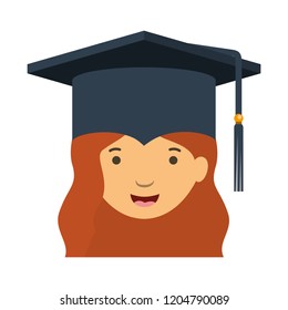 head of woman with mortarboard avatar character