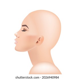 The head of a woman. Side view realistic vector