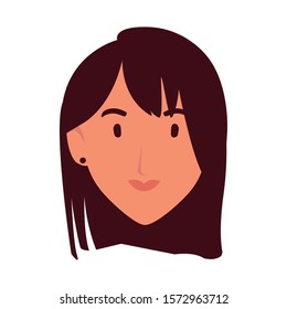 head of woman smiling on white background vector illustration design