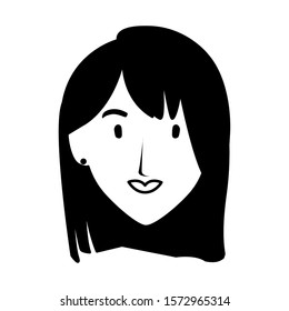 head of woman smiling on white background vector illustration design