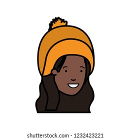 head of woman with winter hat avatar character