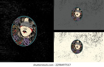 head women and flowers vector mascot flat design