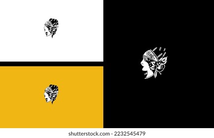 head women and flowers vector outline design