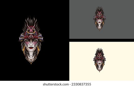 head women monster vector tattoo design