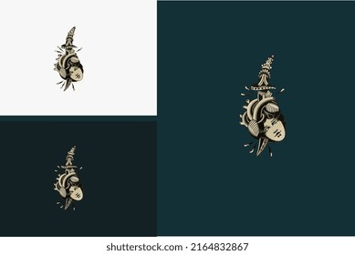 head women and sword vector flat design