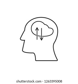 Head with work icons come up idea
