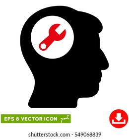 Head Wrench EPS vector pictogram. Illustration style is flat iconic bicolor intensive red and black symbol on white background.